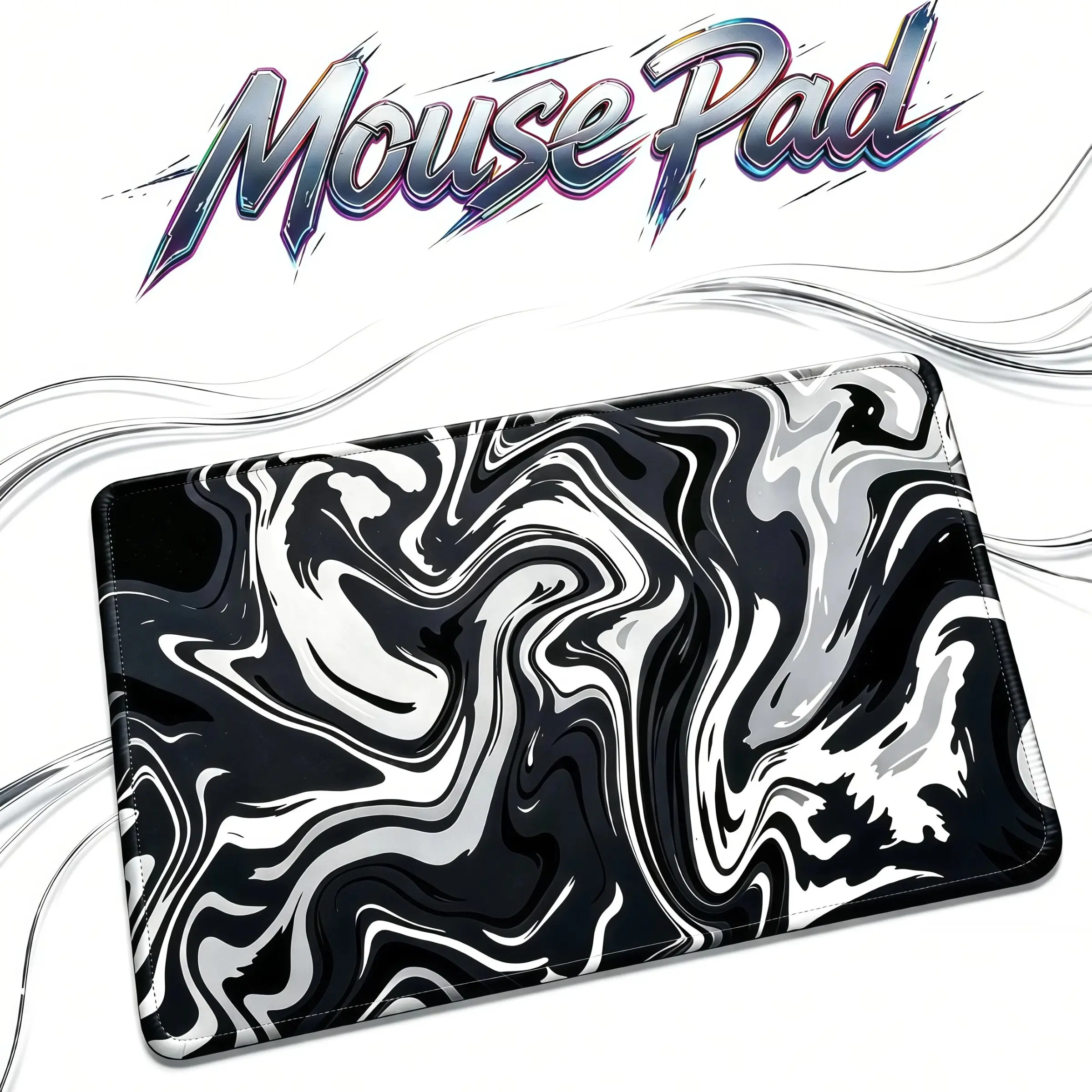 Mouse Pad - 8.66 Inches Flow Lines Series, Office Mouse Pad, Computer Mouse Mat with Anti-Slip Rubber Base, Easy Gliding, Spill-Resistant Surface, Durable Materials, Portable, In a Fresh Modern Design, Graphite