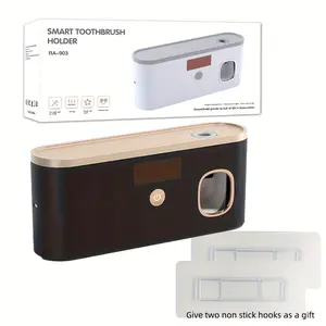 Smart Toothbrush Holder with Toothpaste Dispenser, Wall-Mounted Design, 5 Slot Organizer, Toothbrush Storage Holder, USB Rechargeable, Long Battery Life and Sanitizing Feature, Toothbrush Sanitizer Holder, Bathroom Accessory