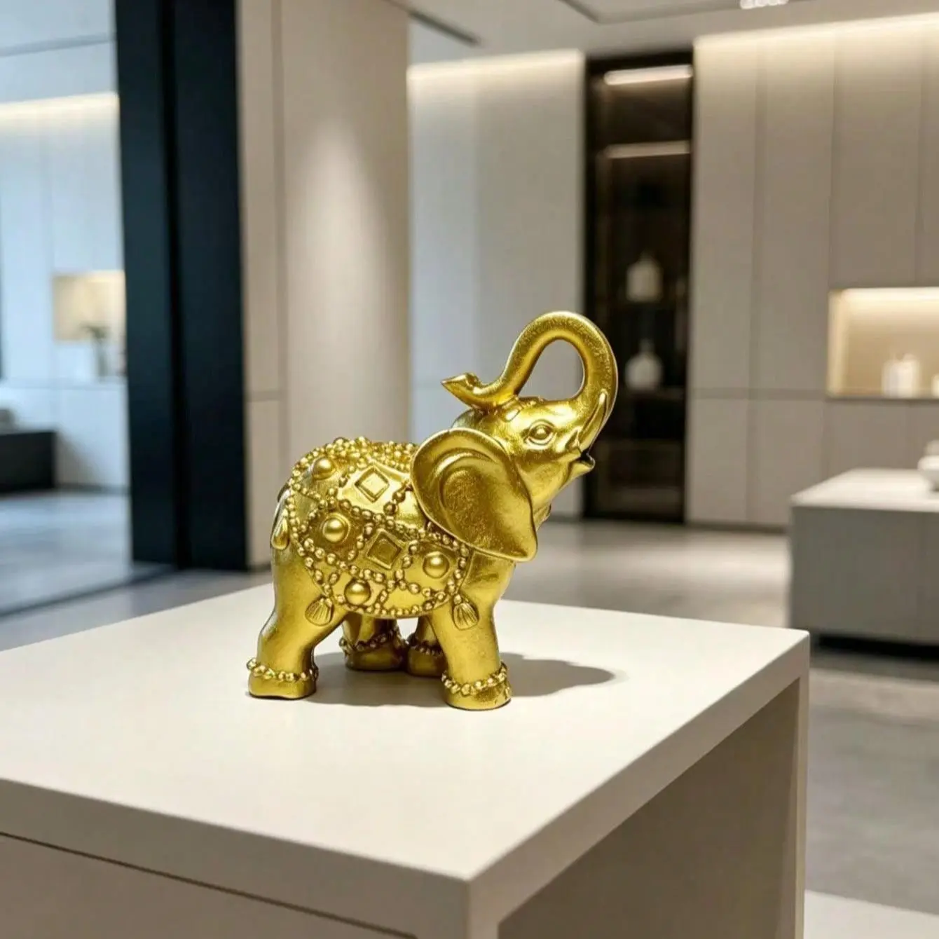 Elegant European Style Elephant Desk Decor, Luxury Office Living Room Ornament, Feng Shui Gift for Moving in or Opening Business