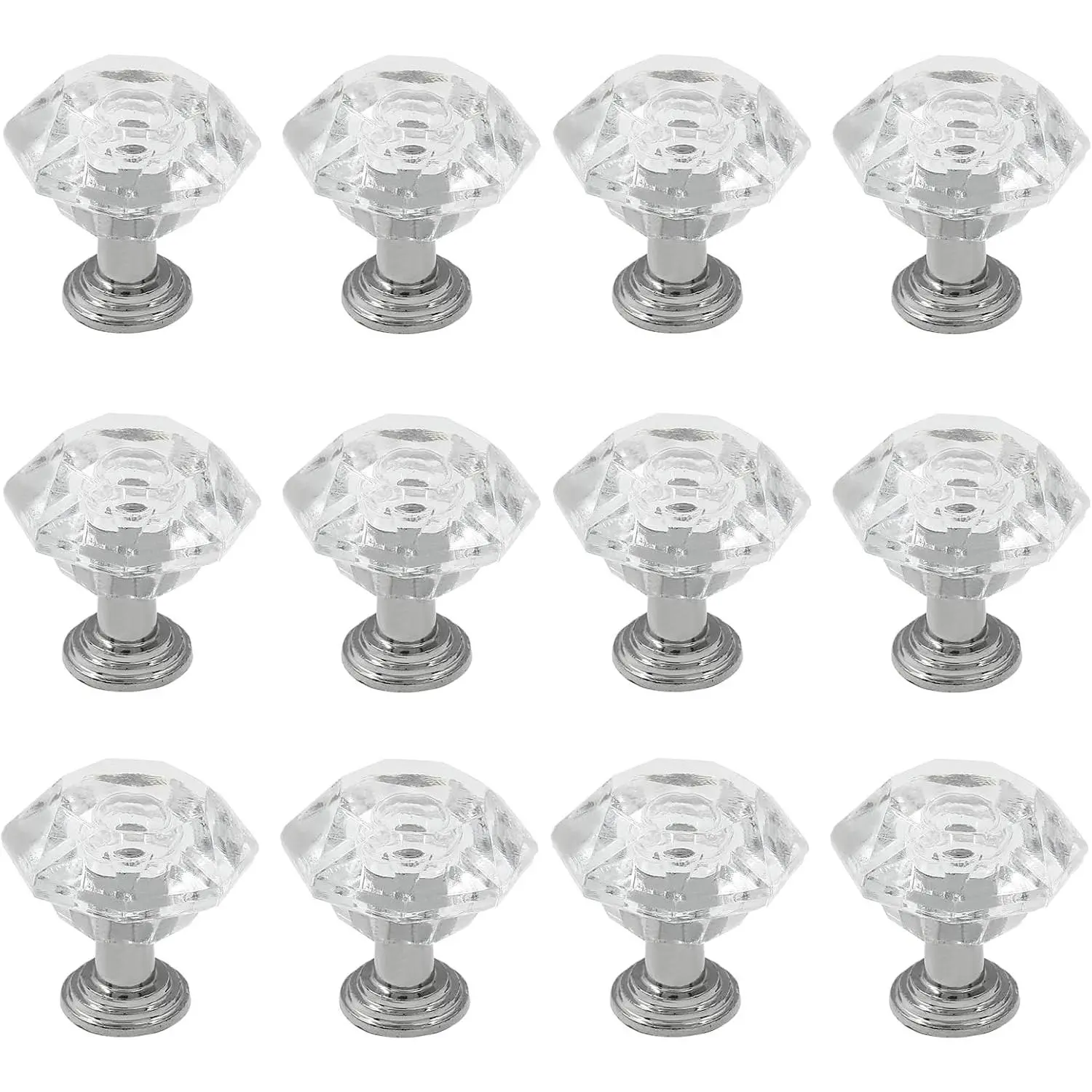 12 count  Glass Cabinet Knobs,  Shape, Transparency | Dresser Pull Handles, For Drawers Cupboard Wardrobe