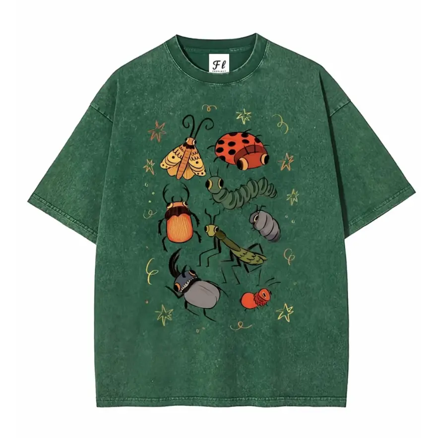Oversized Fashion Comfort Graphic Outfit, Cute Ladybug Mantis Caterpillar Bug Cotton T Shirt, Cartoon Insect Graphic Tee, Ideal Valentine Gift, Best Holiday Present For Him Her Friends Family