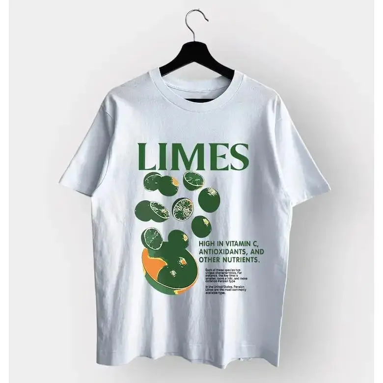 Limes Graphic Tee, Vegetables Shirt, Fruit Shirt, Lemon Shirt, Unisex Sweatshirt, Gift for Women and Men, Retro-Style Vintage Unisex T-Shirt