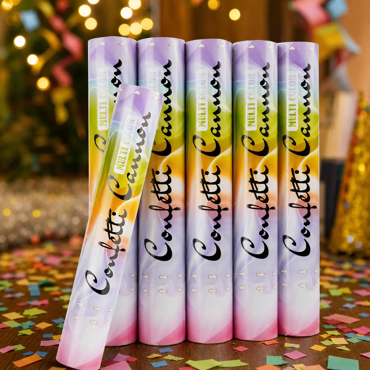 Biodegradable Confetti Cannon Poppers, 6 Pack | 12 Inch Party Shooter with Multicolor Paper Confetti for Birthday, Graduation, Wedding, Christmas, New Year's Eve, Valentine's DayGift