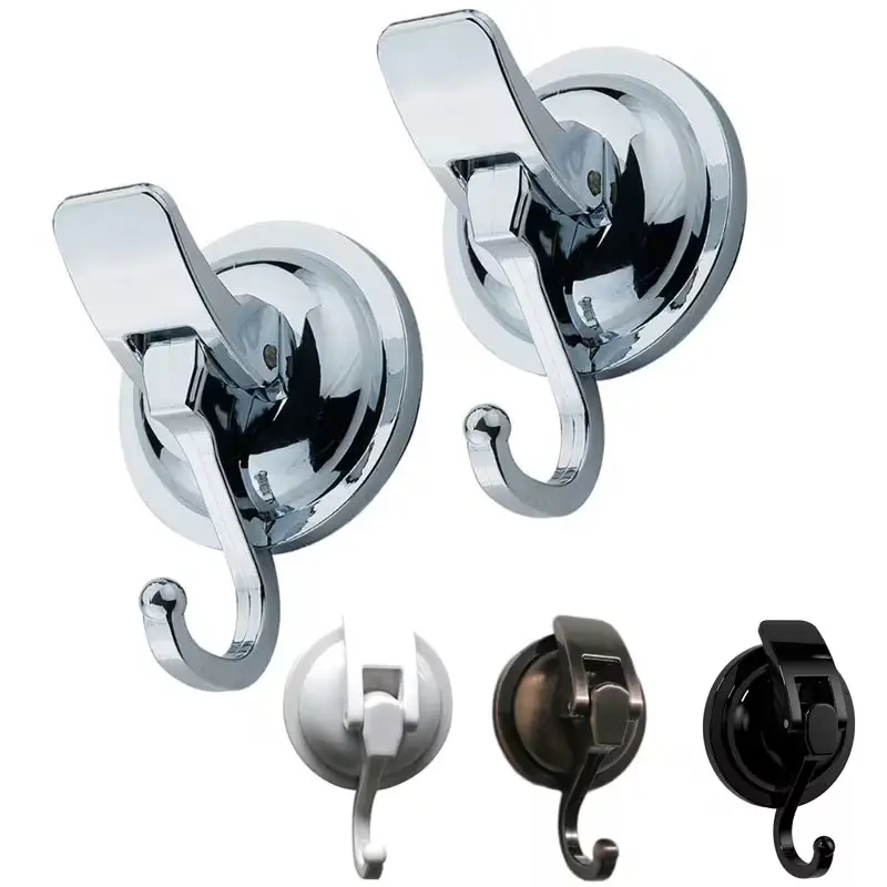 Reusable Heavy-Duty Polished Suction Cup Hook, Easy-To-Install Chrome Plated Organizer for Bathrooms & Showers, Durable Storage Solution