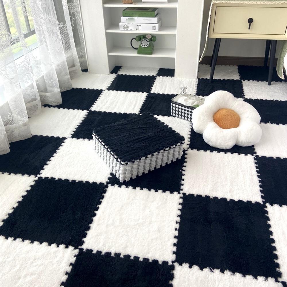 22P/44P Shaggy Rugs Decorative Fluffy Rug 12.2" x 12.2" Non-Slip EVA Foam Puzzle Floor Tiles for Safe Bedroom Game Room Decor rugs living room carpet