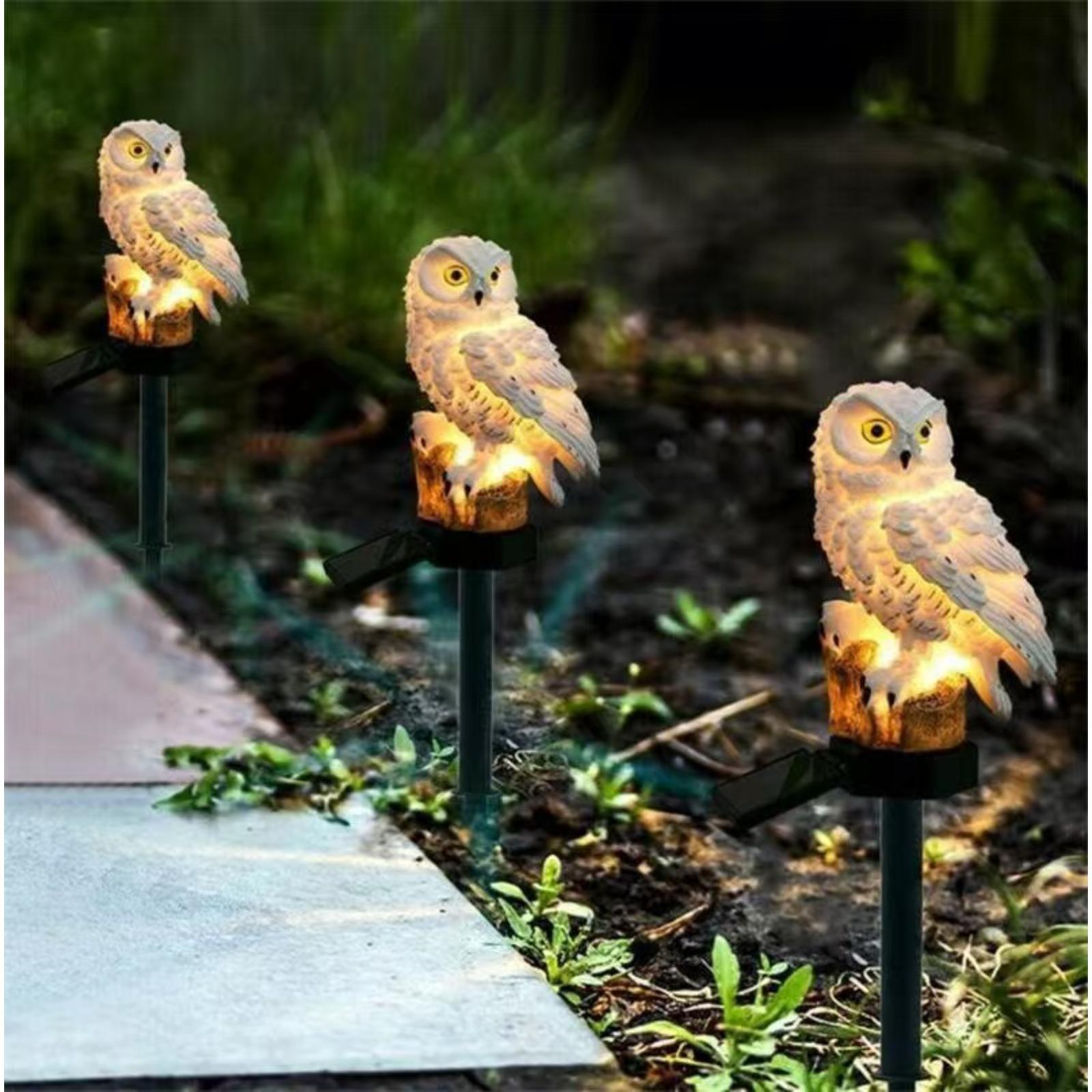 2026 New Solar Powered Owl Garden Lights, Realistic Resin Owl LED Pathway Lights, Outdoor Lawn Decor