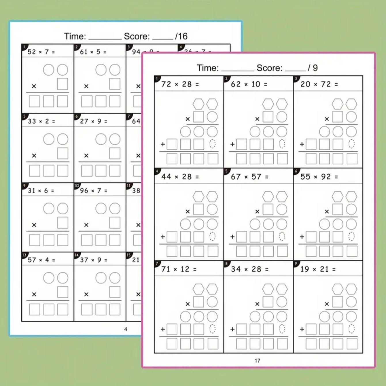 Math Practice Workbook for Grade 3-5 Students, Multiplication & Division Problems Book, Educational Math Activity Book for Daily Use, Classroom Mathematical Skills