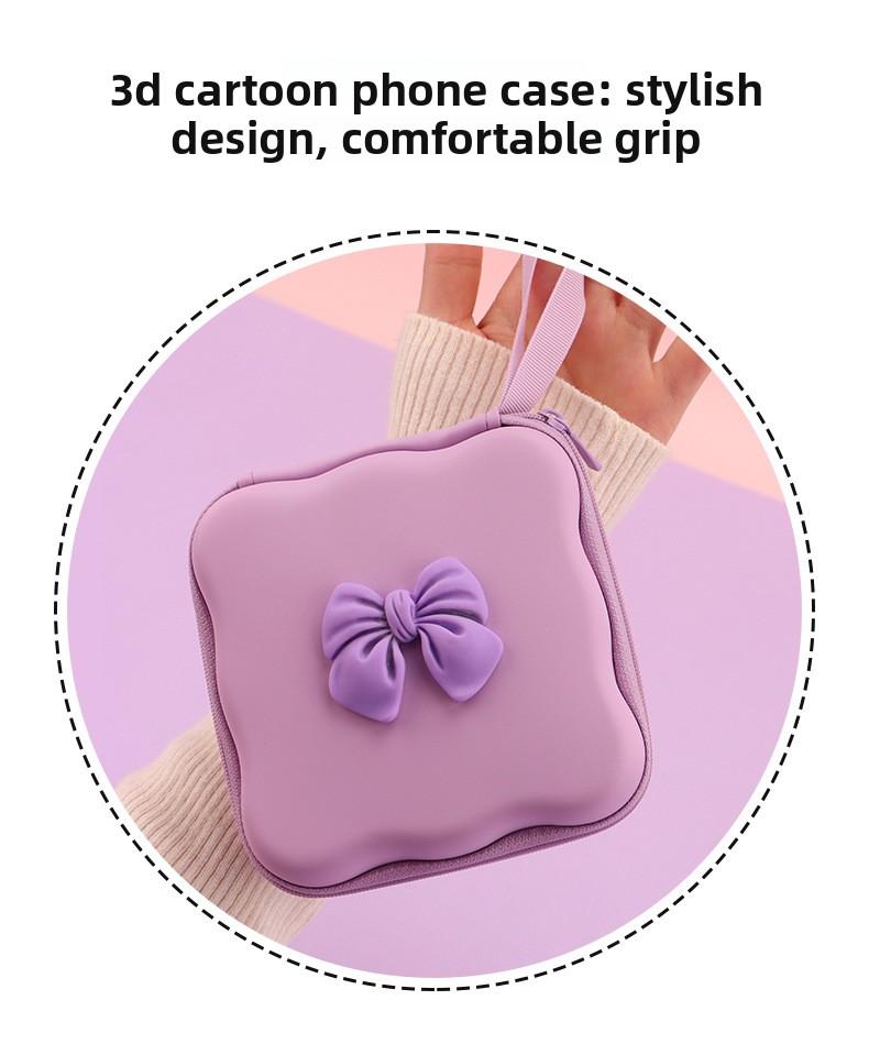 iPhone Charger Cable Protector Set with Cute Pink Bow, Only Compatible with Apple Original 18W/20W Adapter, Anti-Break Data Cable Organizer & Storage Bag for Women Girls (Charger & Cable Not Included)