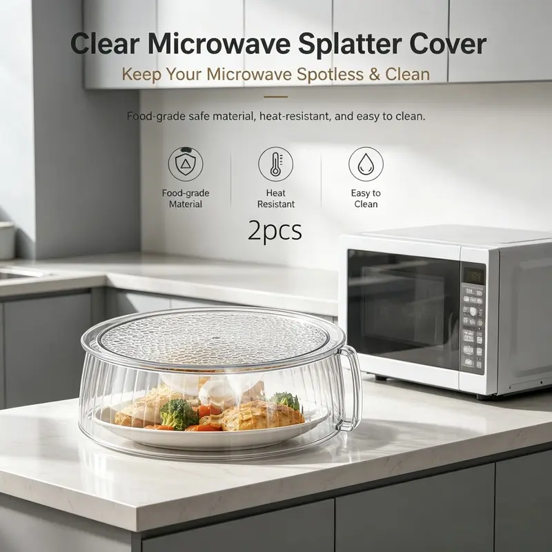 2 Piece High-Temperature Microwave Lids, Simple Style, Breathable Top Surface, Steam Circulation, Ideal for Renters and Fast Food Enthusiasts