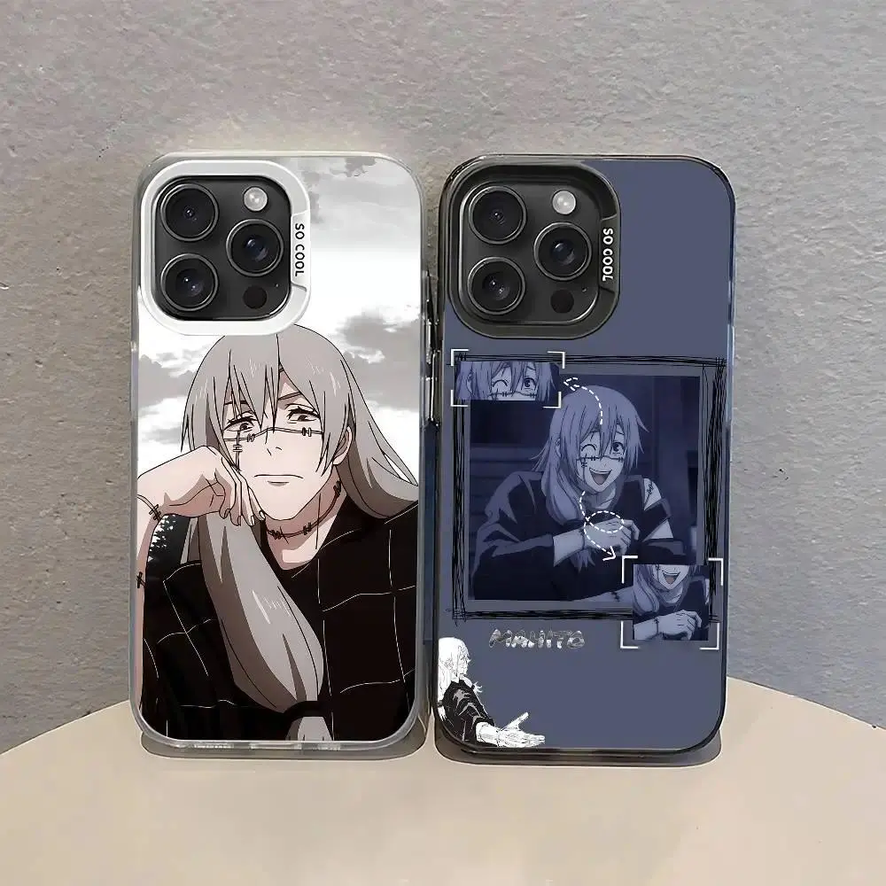 Cartoon Mahito TPU+PC Protective Phone Case, Colorful Silver, Shockproof Slim Cover Compatible with iPhone 11-17 Pro Max/Plus & Samsung Galaxy S23-S25