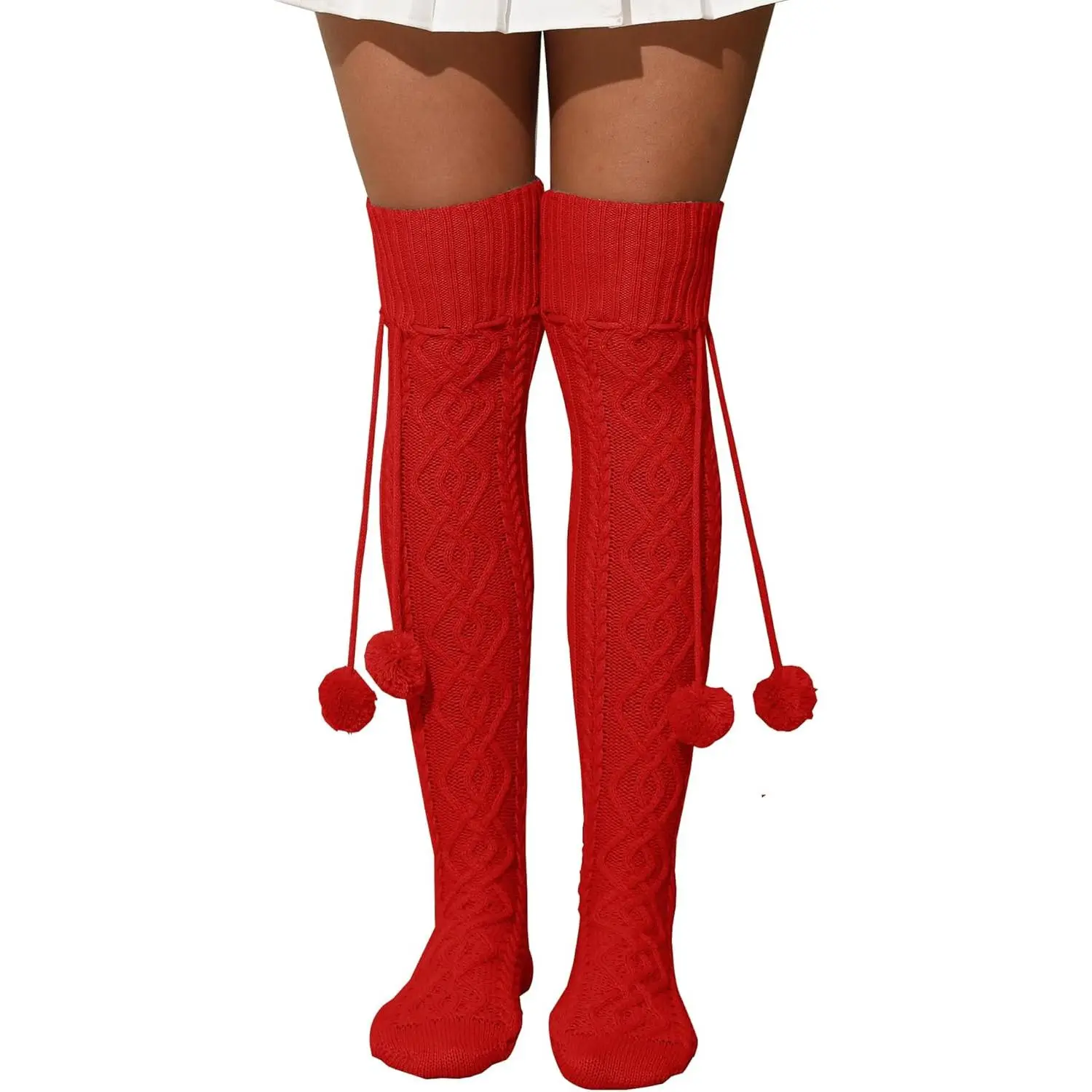 Women's Cable Knit Thigh High Socks Over the Knee Leg Warmers Long Winter Boot Stockings
