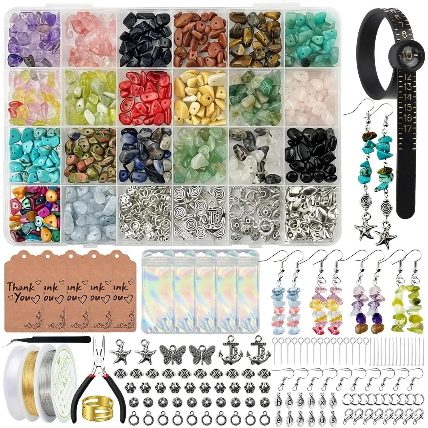 Making Supplies Kit: 1200 count  Beads for Adults DIY Bracelet & Earring Making – Complete Craft Tools Set for Women  Hobbyists