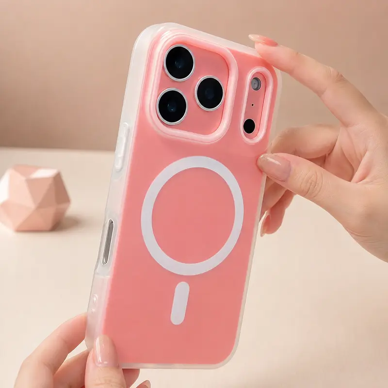 Luxury Candy-Colored 2-In-1 Magnetic Smartphone Case - Frosted Soft Shell, Shockproof Cover With Magnetic Wireless Charging, Compatible With IPhone 17 Pro Max,16,15,14,13,12,11 Pro Max Plus; Cellphone Handheld Devices Accessories,Vintage,Skull,Protective