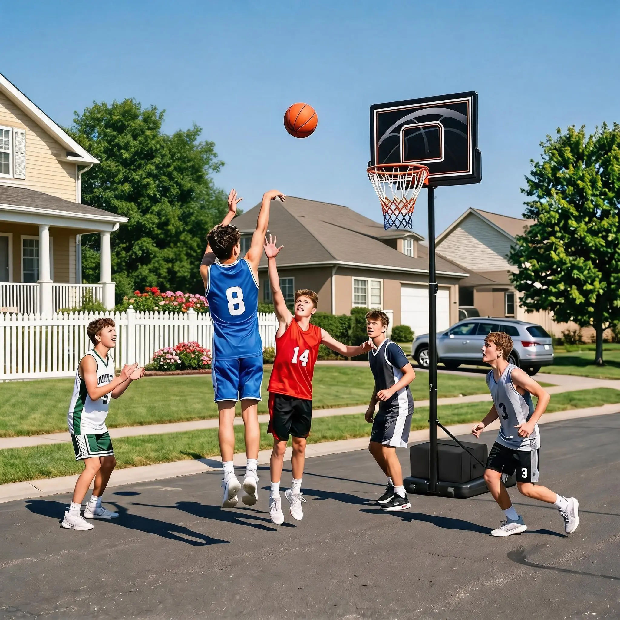 Portable Basketball Hoop Adjustable 4.2 to 7FT Height for Kids Teens Family Heavy Duty Outdoor Backboard System for Backyard Driveway