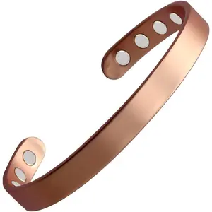 Pure Copper Magnetic Bracelet for Men and Women, 99.9% Copper Bangle with 8PCS 3500 Gauss Magnets, Adjustable Fashion Jewelry Gift