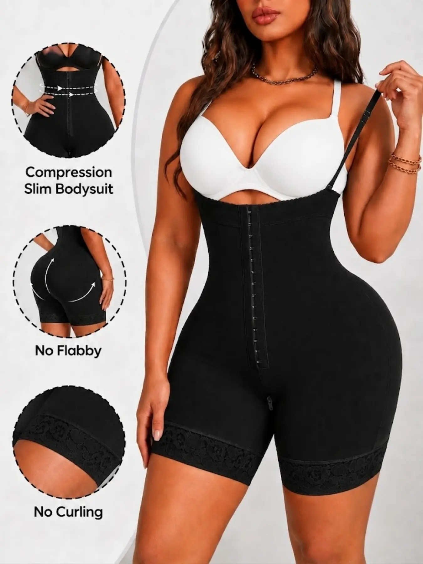 1 Count Women's Shapewear Bodysuit, Fajas, High Waist Body Shaper Panty, Butt Lifting And Tummy Control Shorts Waist Trainer Girdle, Body Shaper With 3 Rows Hooks Cinched Waist, Colombian Shapewear, Suitable For Daily Wear Or Sports