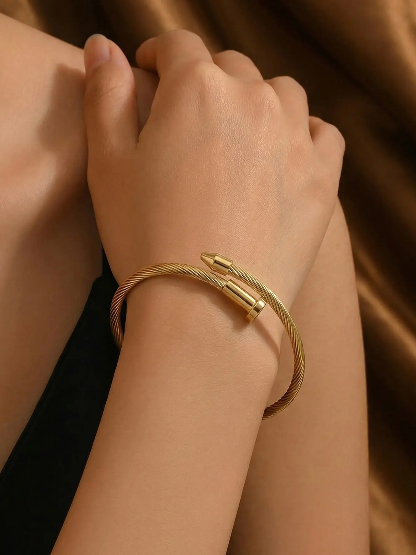 Unisex Open Bracelet Steel Wire Single Rope Stainless Steel Wristband, Hip Hop Fashion Accessory, Trendy Nail Ring, Stylish Sleeve Bracelet
