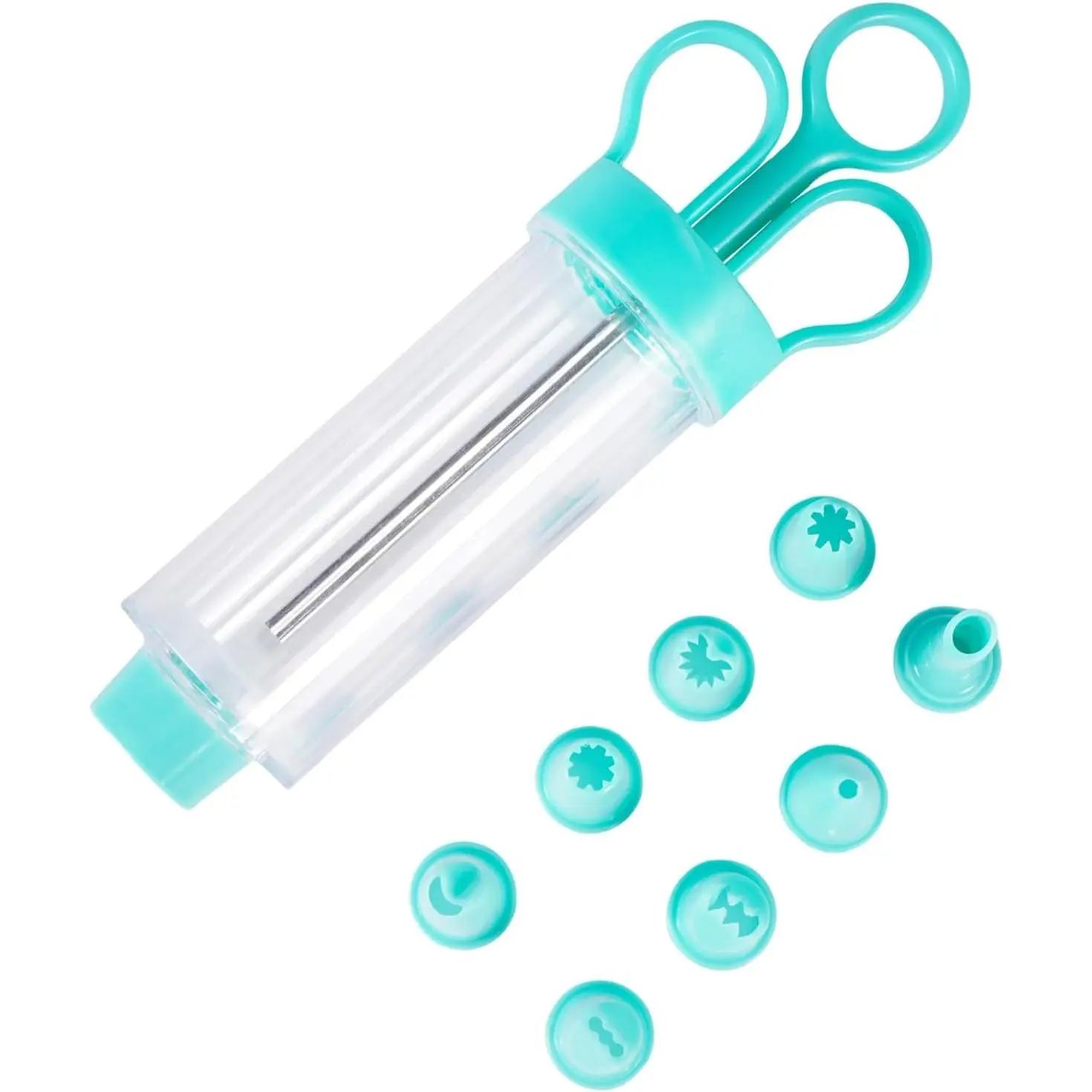 Cupcake Injector/Decorating Icing Set, 9- Set, Stainless Steel Laminating gunCookie gunSqueeze cookie makerCream laminating gunLaminating nozzleSoluble beansBaking tools (Blue 9 count)