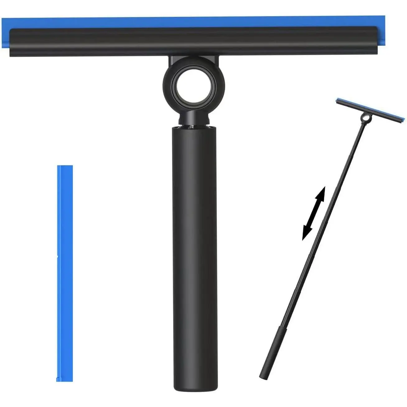 Shower Squeegee for Glass Doors, Squeegee with Long Handle, Telescoping Squeegee for Shower, Extendable Window Cleaner Tool for Car Windows, Tile Walls, Sliding Door, Shower Glass Door