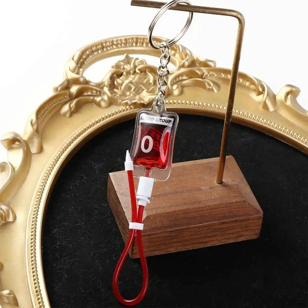 New Style 1 Pcs Blood Type A B O AB Plasma Pack Blood Bag PVC Pendant DIY Jewelry Making Gift Charm Keychain Accessory Keyring