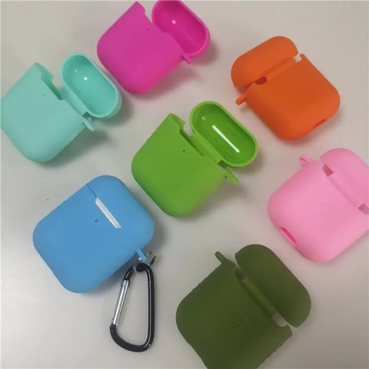 Thin Slim Soft Silicone Wireless Earbuds Case, Shockproof Protective Charging Cover with Keychain, Gym Travel Earbud Shell