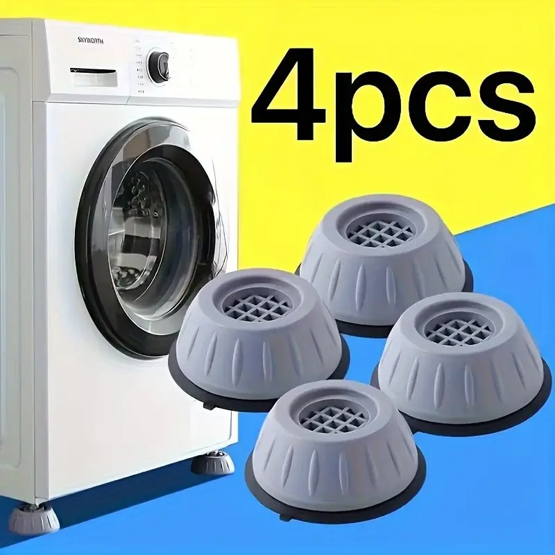 4pcs Shock Absorbing Washing Machine Pads, Height Increase, Non-Slip, Durable Plastic Base, Home & Bathroom Use, Random Colors