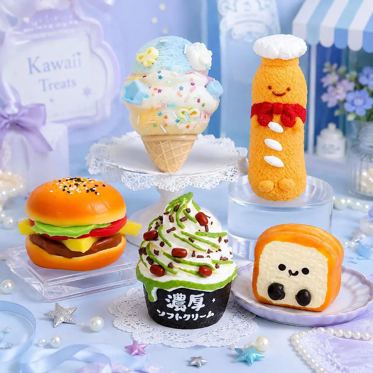 Pawtoto Cute Kawaii Food Squishy Toy Stress Relief Squishy Toy - Handmade Food-Grade Silicon, Creamy Clay Feel, Soft Quick Rebound, Squishy Sensory Play, 6Cm × 6Cm × 6Cm, Calm the Mind, Ease Daily Stress, for 12+ Years Old