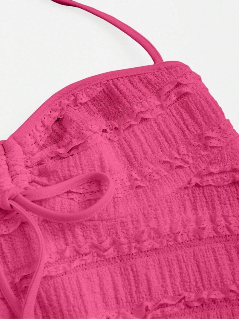 Women's Plain Drawstring Cami Top, Boho Sleeveless Casual Top for Summer, Ladies Clothes for Beach Holiday, Womenswear