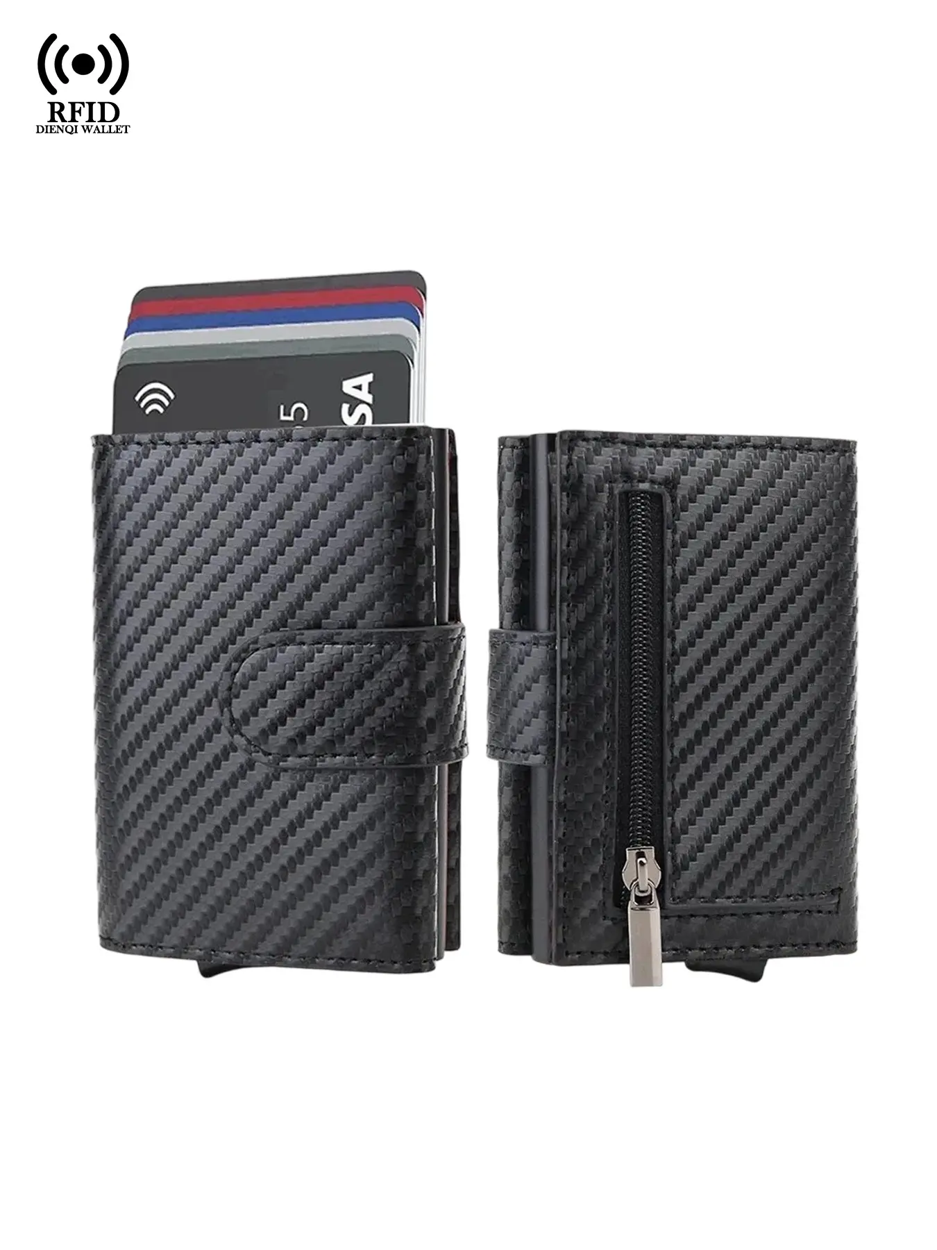 Men Wallet Rfid Blocking Smart Wallet, Rfid Blocking Wallets, Bank Credit Card Holder Pop Up Metal Card Case,Coin Pocket,Cash Slot,ID Window,Small Wallet Money Clips Business Card Holders,Gift for Husband&Father,Daily Use,Birthday,Christmas,Anniversay