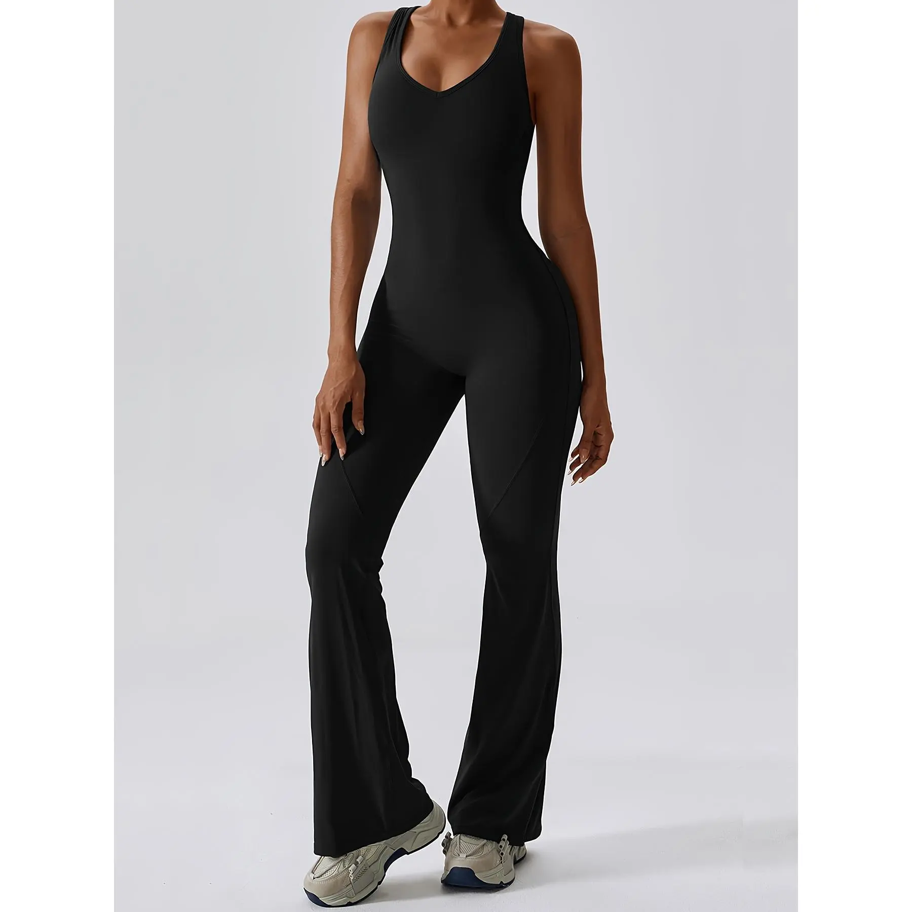 Development Quick-Drying Tight Yoga Suit Beautiful Back Fitness Jumpsuit Dance Fitness Suit Hip Lift Tummy Tuck Flared Jumpsuit Yoga Suit
