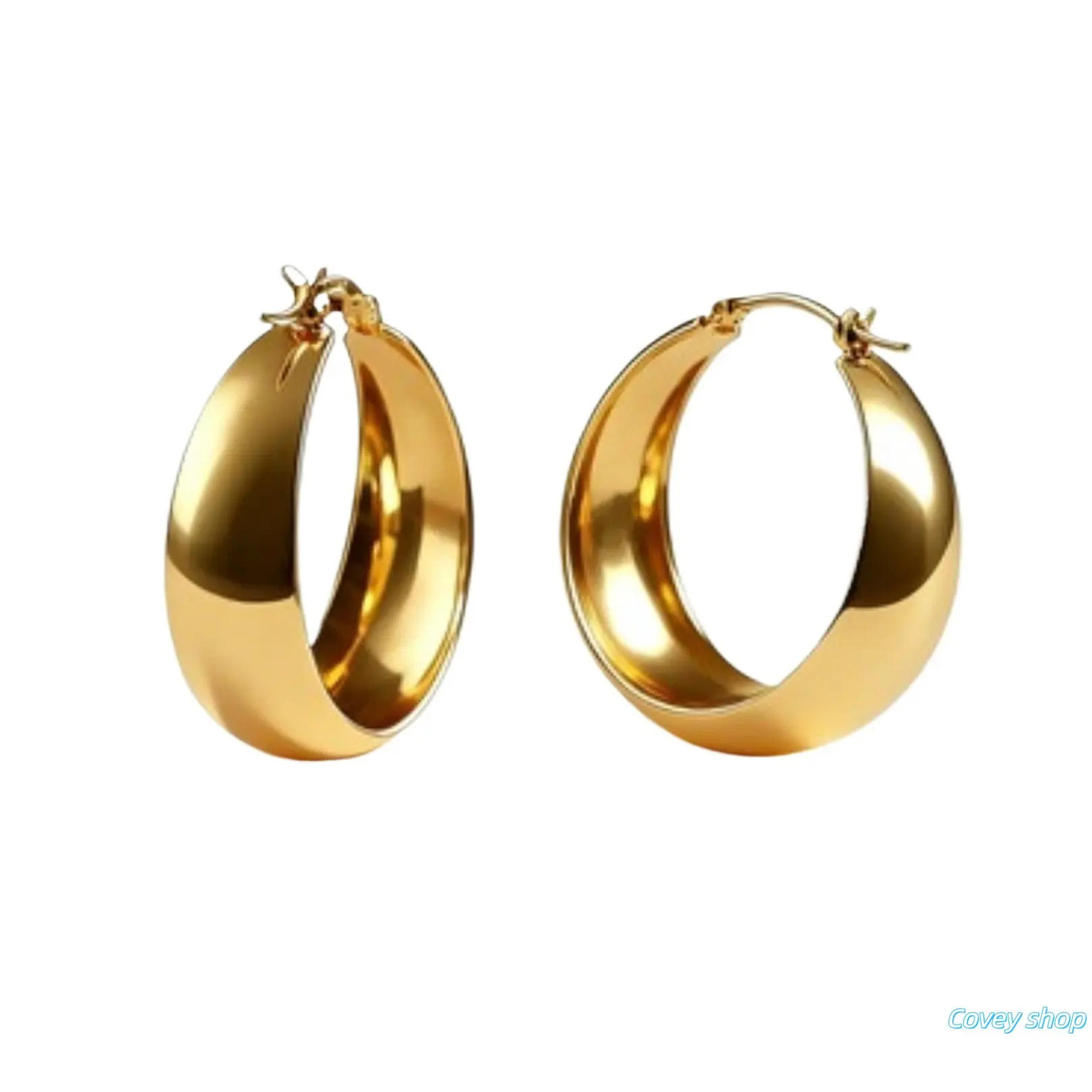 Gold‑Tone Chunky Hoop Earrings, Lightweight 30MM Wide Statement Hoops, Elegant Fashion Jewelry For Women, Ideal For Daily Wear, Dating And Winter Occasions