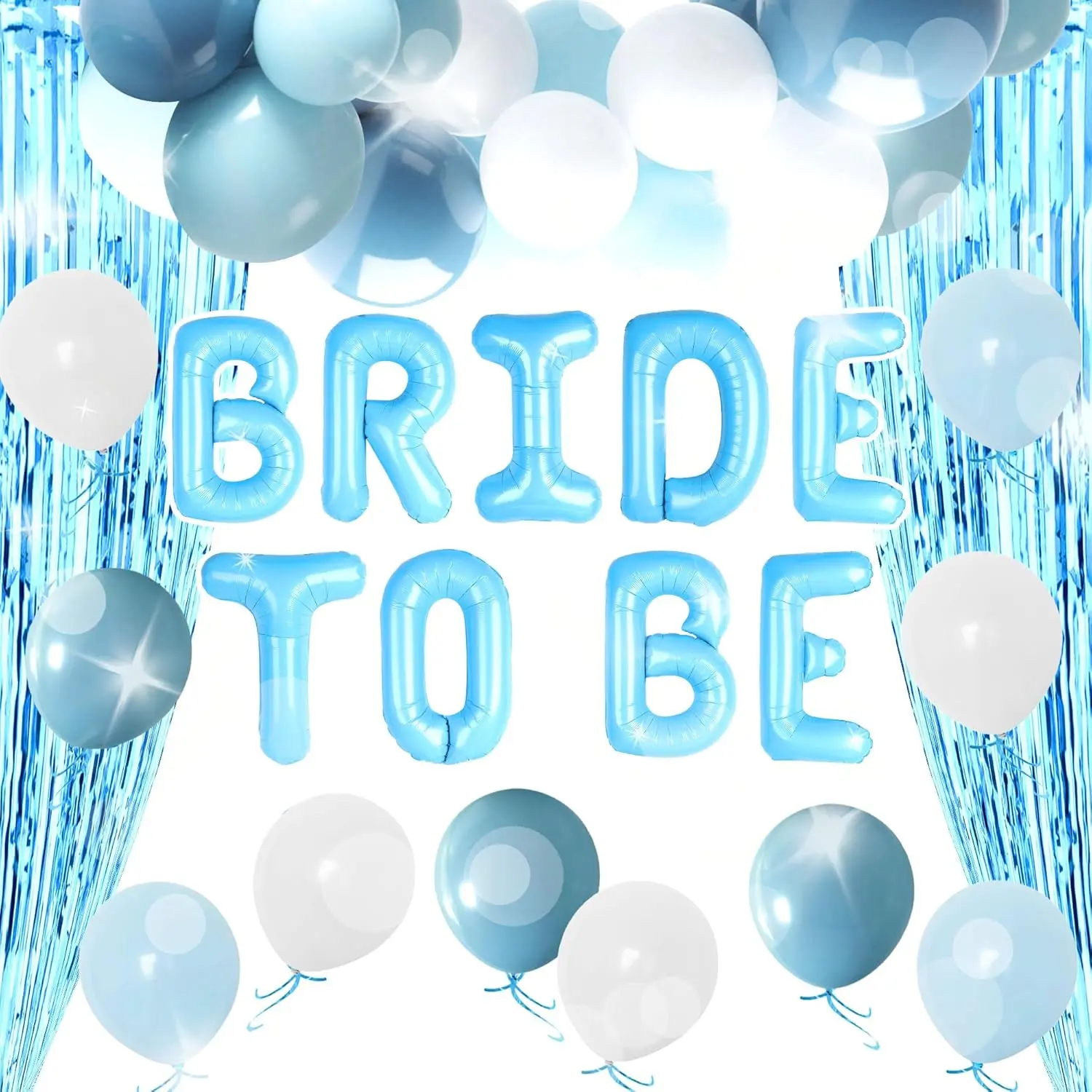 Blue Bride-To-Be Balloons - Coastal Coquette Seashell Bridal Shower Decor, Last Toast Bachelorette Party Supplies