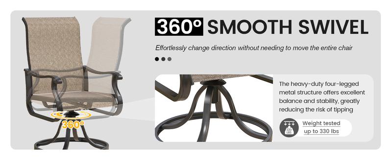 Amopatio Modern Patio Swivel Chairs Sets, Outdoor Dining Chairs with Back, All-Weather Swivel Rocker Chair for Poolside/Garden/Porch/Deck Amopatio Modern Patio Swivel Chairs Sets, Outdoor Dining Chairs with Back, All-Weather Swivel Rocker Chair for Poolside/Garden/Porch/Deck