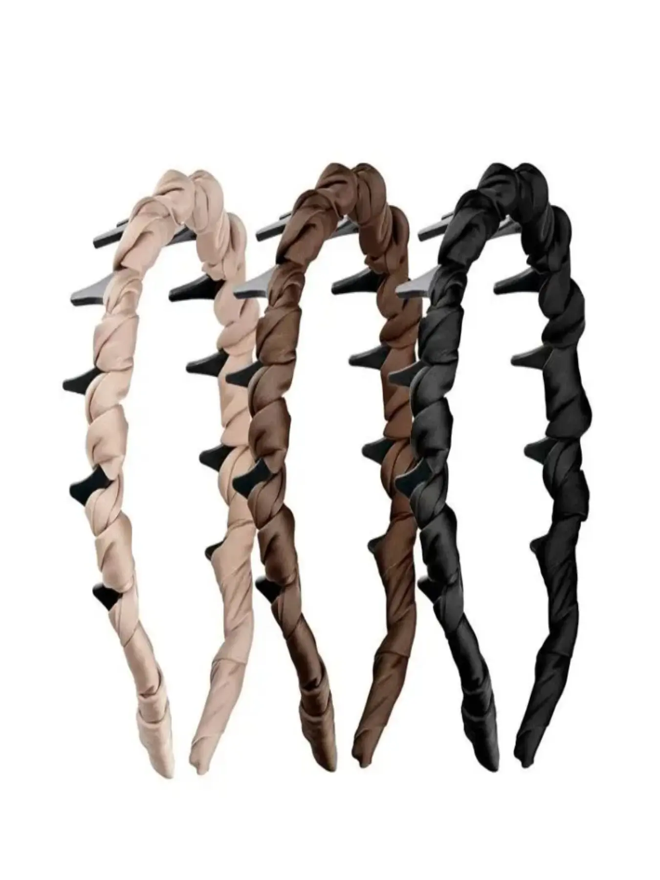 Women's High Forehead Headband Set, Non-Slip Notched Hairbands, Vintage Plastic Satin Braided Comb, Fashion Accessory, Ideal Gift