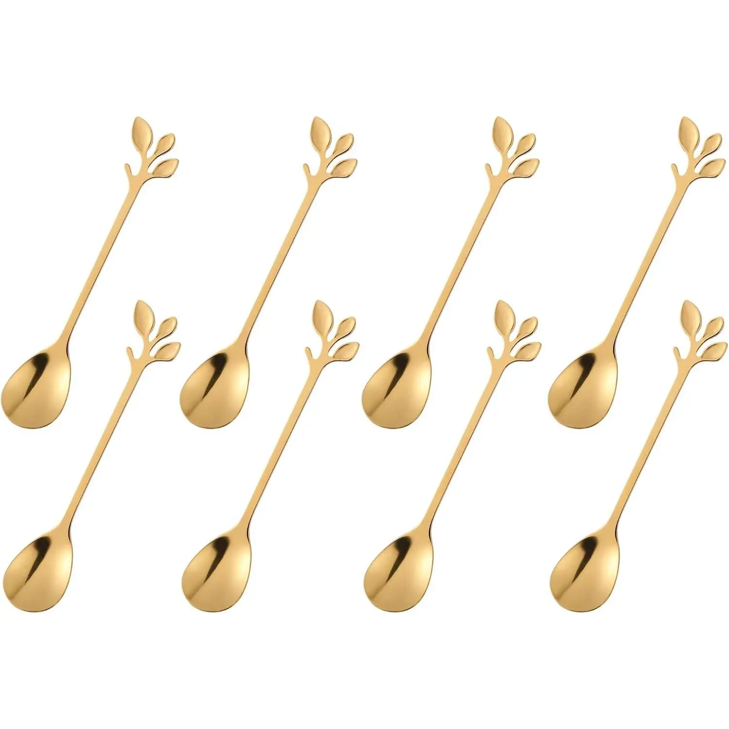 dcieiosul Gold Plated Stainless Steel Mini Coffee Espresso Spoon, Tableware Flatware Dessert Teaspoons Small Soup Spoons Set of 8, 4.9 inch Specialty Demitasse Stirring Spoons (Gold spoons)