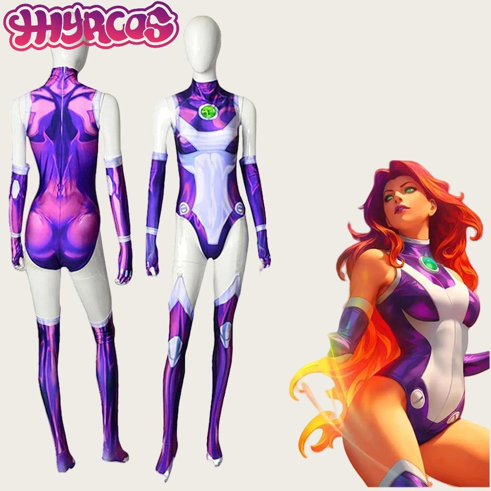 Anime Tai tan Jumpsuit Zentai Bodysuit Sexy Starfire Superhero Cosplay Costume Sexy Women Men Carnival Party Outfits Halloween