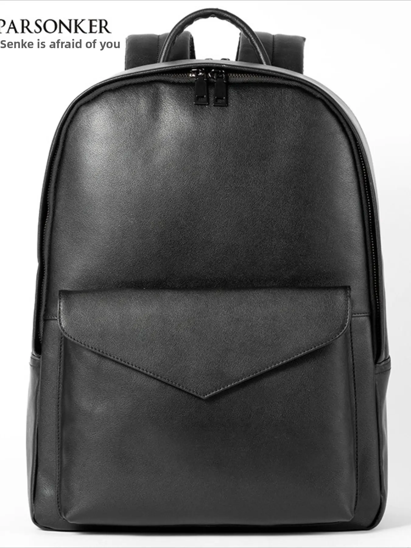 Korean version of genuine leather backpack men's trendy solid color business backpack first layer cowhide large-capacity computer bag