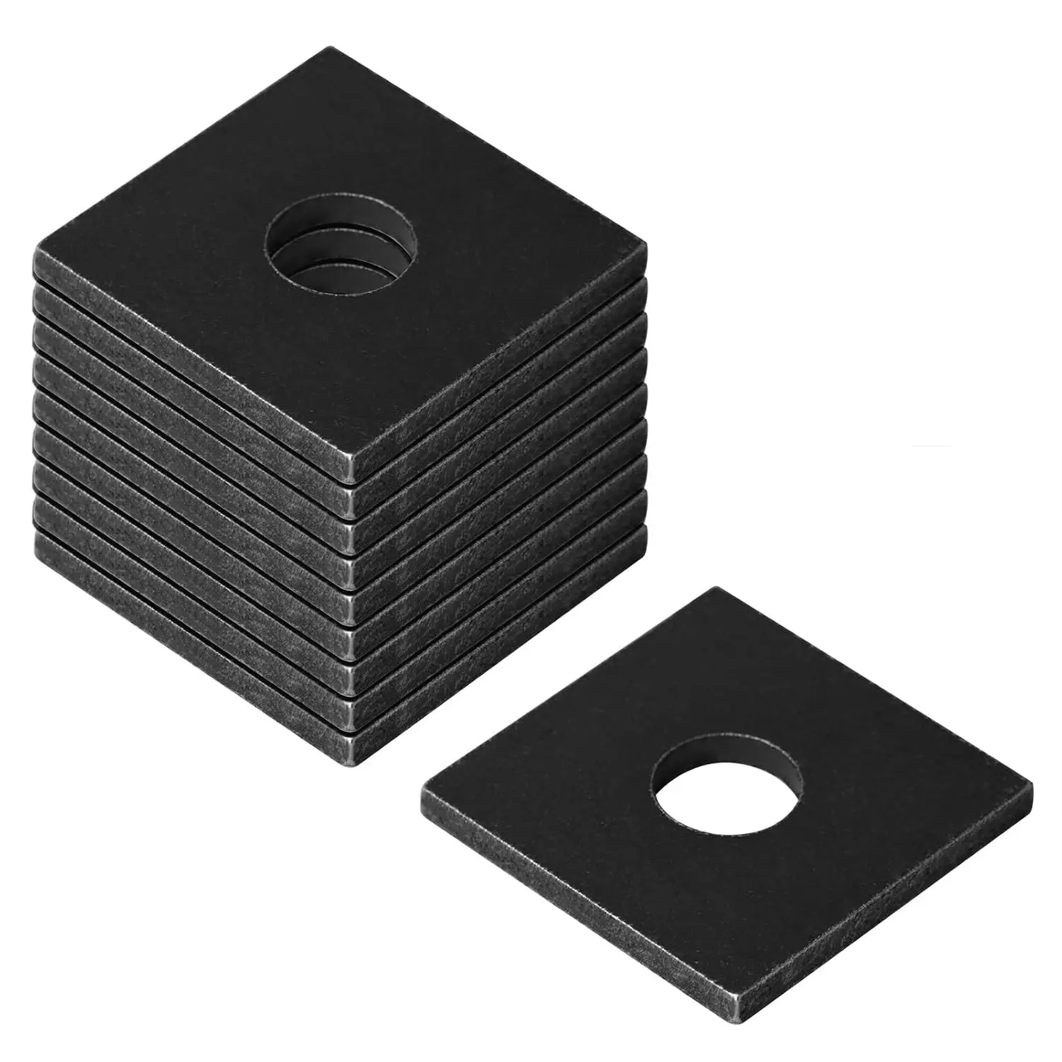 10 Pack 2-1/2" x 2-1/2" Flat Square Washer, Fits 3/4" Bolt, 5.7mm Thick Weld On Steel Plate Washers