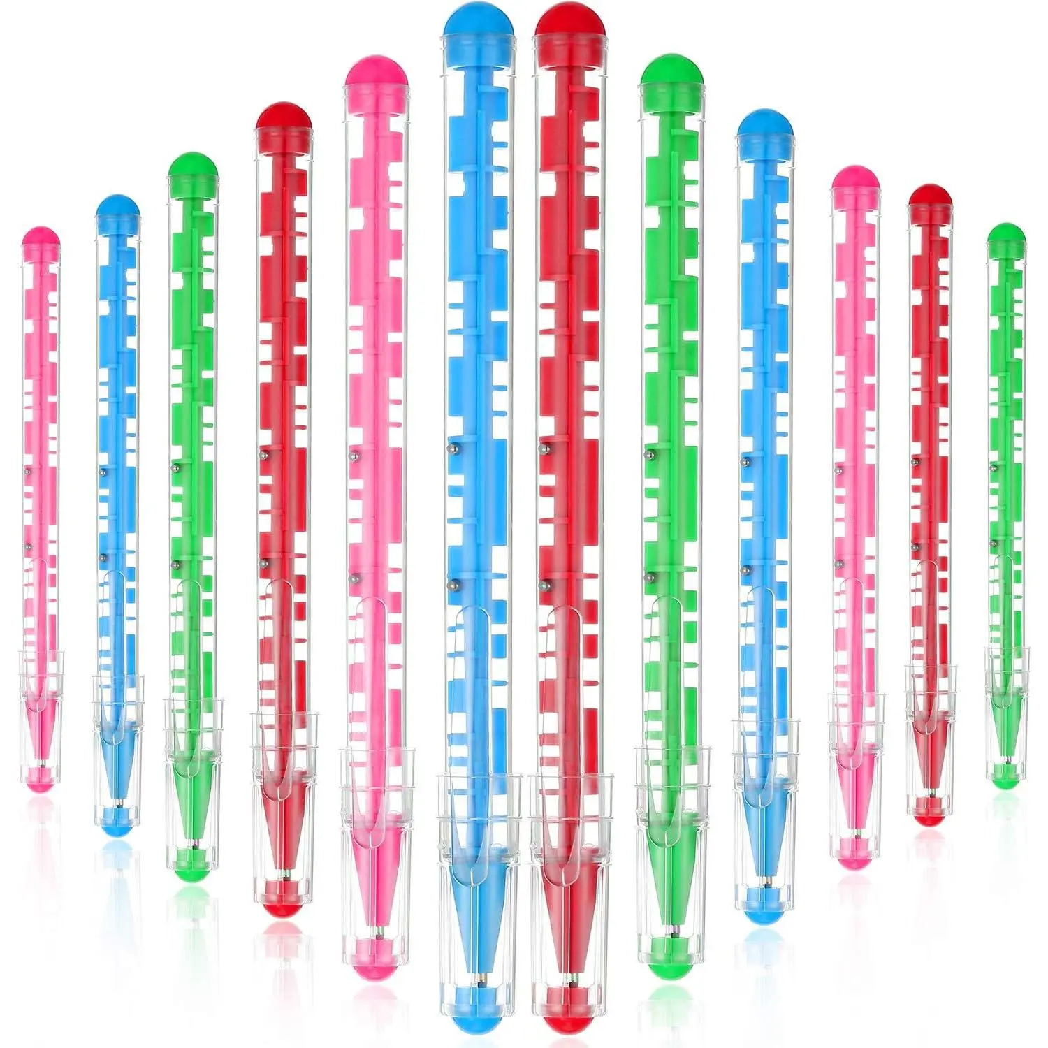 24 Pcs Maze Pen Puzzle Novelty Ballpoint Pen Fidget Toy with Ball Maze Inside for Back to School Student Gift Stress Relief Office Stationery Birthday(Pink, Blue, Red, Green)fidget toys