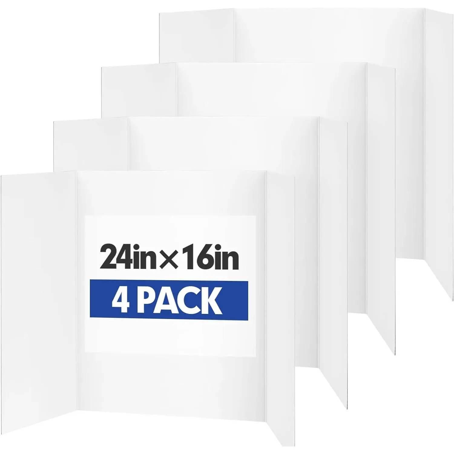 Trifold Poster Board,4 Pack 24" x 16" White Corrugated Poster Boards,Display Board, for School Projects, Science Fairs, Event Displays, and Business Presentations