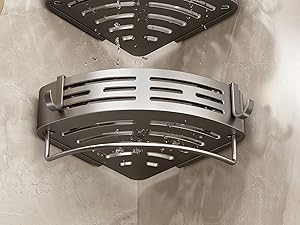 Corner Shower Caddy Suction Cup Shower Shelf Corner No Drilling Bathroom Shower Organizer Storage Rack Adhesive with Towel Bar Hooks (,Matte Gray) : Home & Kitchen Corner Shower Caddy Suction Cup Shower Shelf Corner No Drilling Bathroom Shower Organizer Storage Rack Adhesive with Towel Bar Hooks (,Matte Gray) : Home & Kitchen