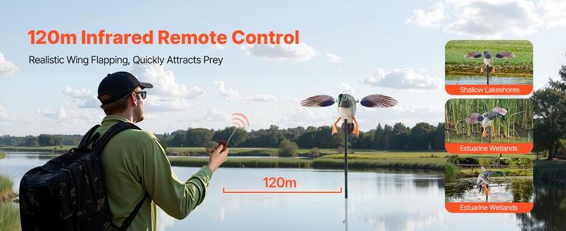 VEVOR Spinning Wing Motion Duck Decoy Outdoor Realistic Teal Decoys for Hunting 1-Pack