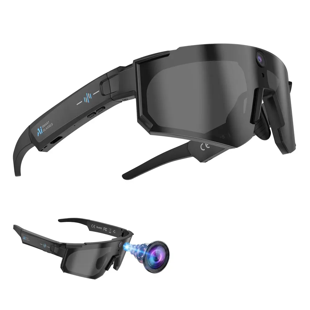Sport Smart Sunglasses with Video Recording,8MP Anti-Shake Camera, First Person Photo and Video Shooting ,One Click Recording, 290Mah Battery ,AI Real Time Translation,Music Playback, Bluetooth Calling