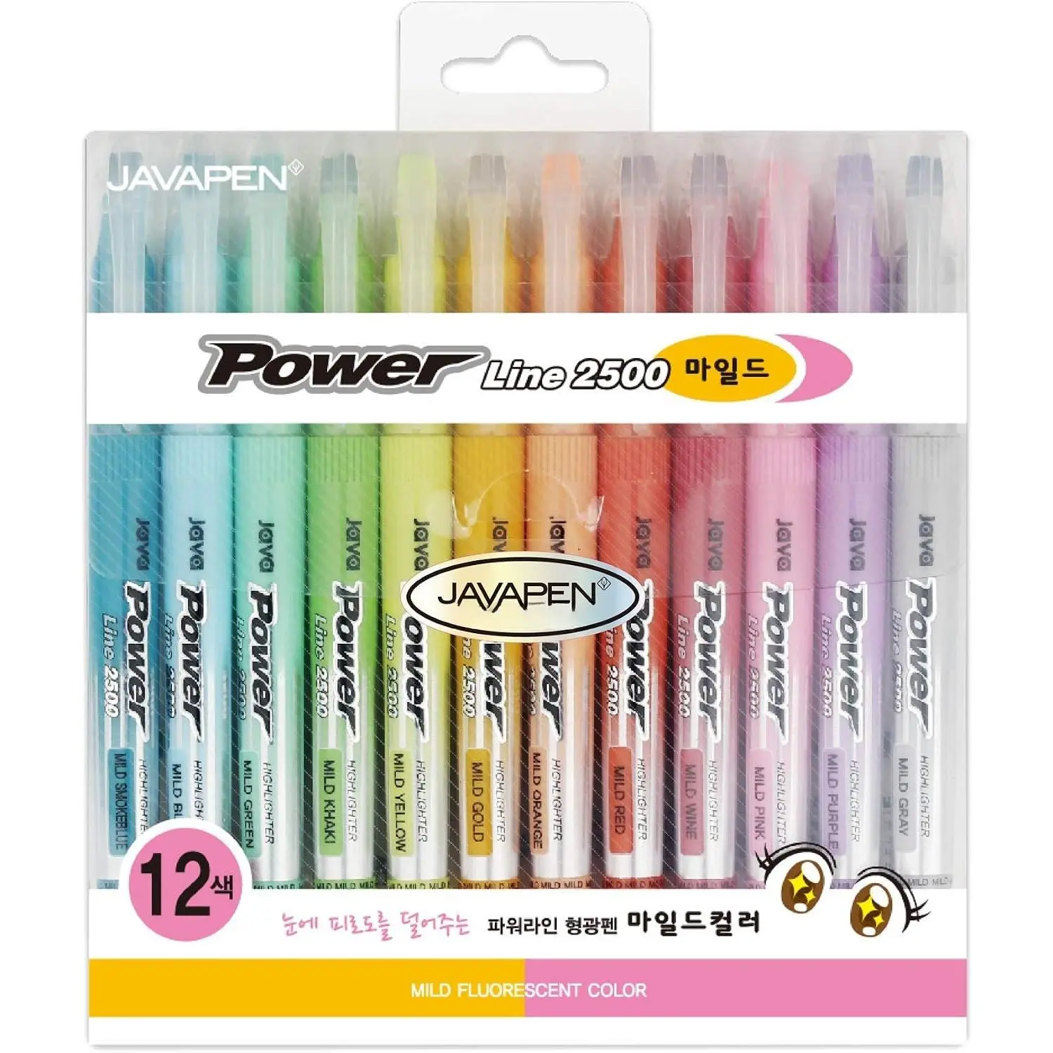 Power Line Mild Highlighter – 12‑Color Set, 4 mm Chisel Tip, Quick‑Dry Pigment Ink, Smear‑Resistant, Comfortable Grip & Pocket Clip, rainbow pastel