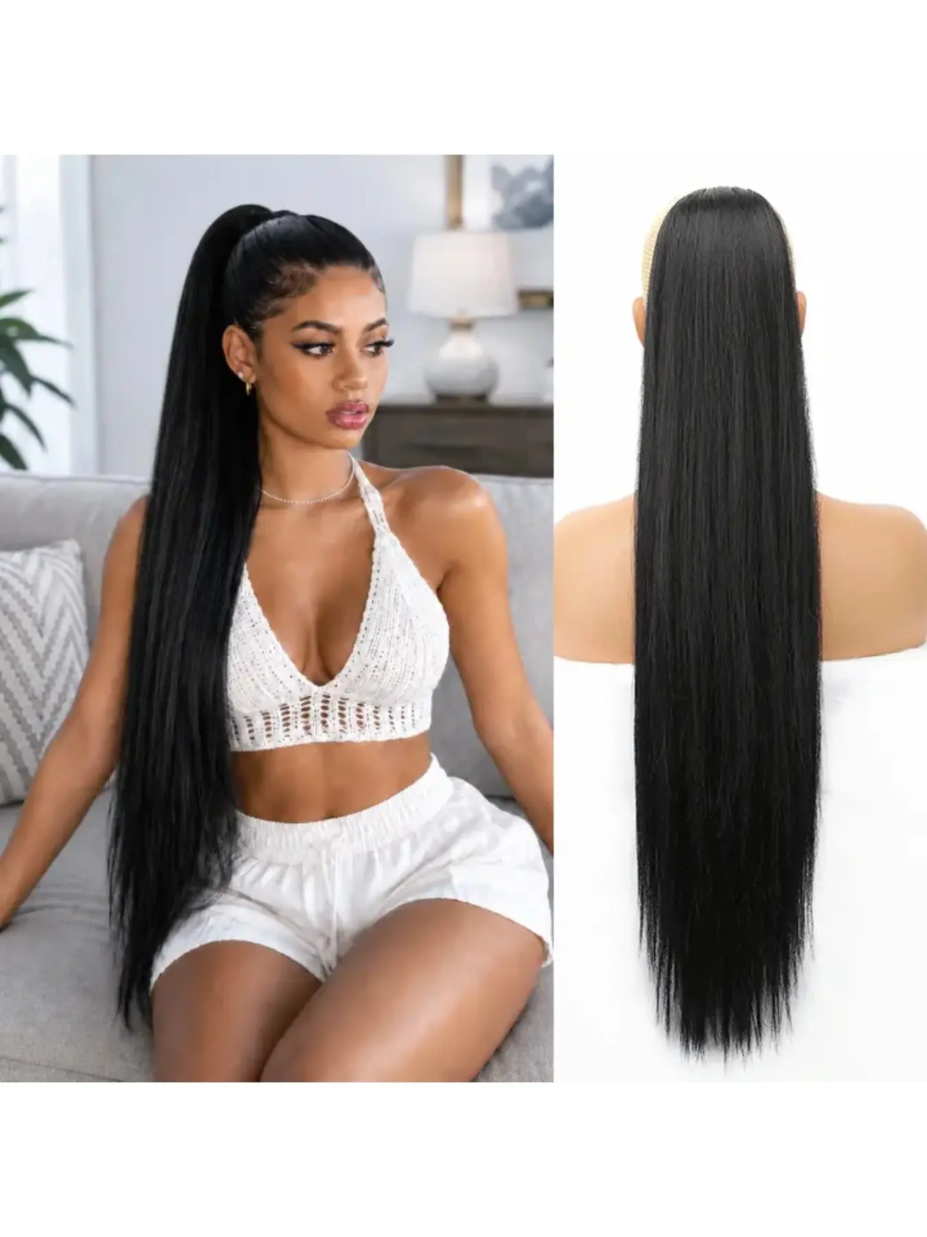 100% Human Hair Drawstring Ponytail Extensions, Natural Deep Curly, 12-22 Inch, 70-100g, Quick Install, Daily Party Hairstyle Lightweight Natural Smooth Texture Hair Extension For African American Ladies