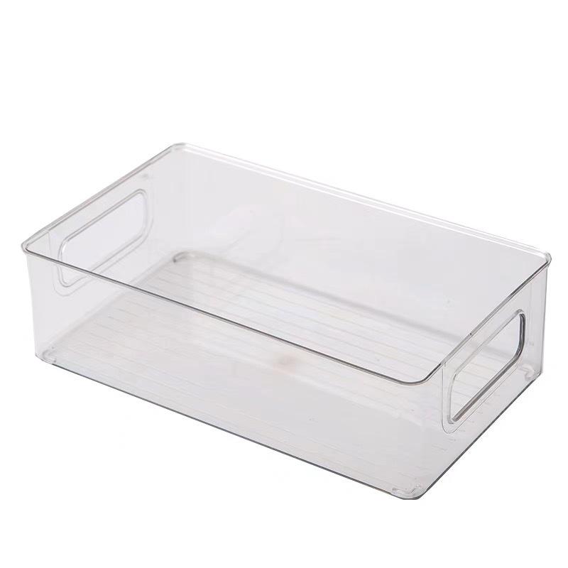 Transparent Cosmetic Organizer Shelf, Stackable Desktop Storage Box, Office Makeup Jewelry Tray, Kitchen Food Container with Handle