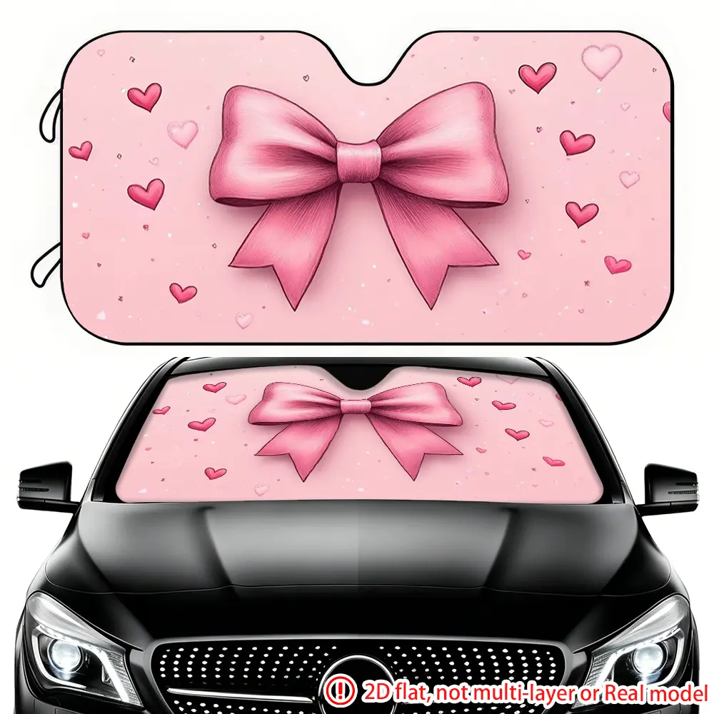 1pc pink bow bow car front windshield sunshade car sunshade to avoid direct sunlight inside the car, suitable for decorating the front windshield of trucks and RVs