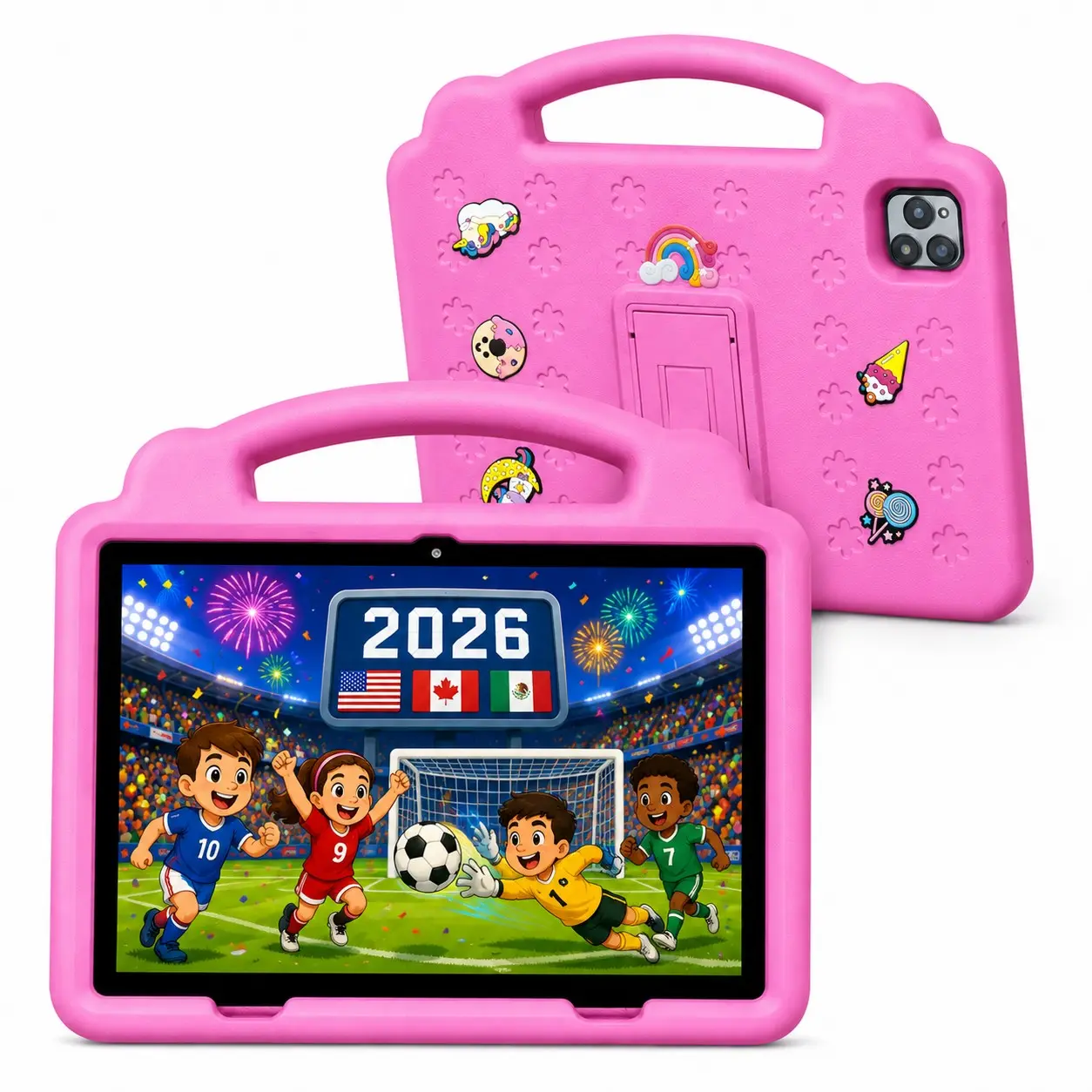 10.1 Inch Kids Tablet, 4GB RAM 64GB ROM, Android 12, Dual Camera, Kid-Proof Case with Handle, WiFi Learning Tablet for Toddlers, Learning Entertainment Tablet