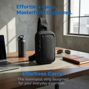 Men's Crossbody Sling Bag – Street-Style Sporty Travel Chest Bag for Passport & Essentials – Minimalist Shoulder Bag
