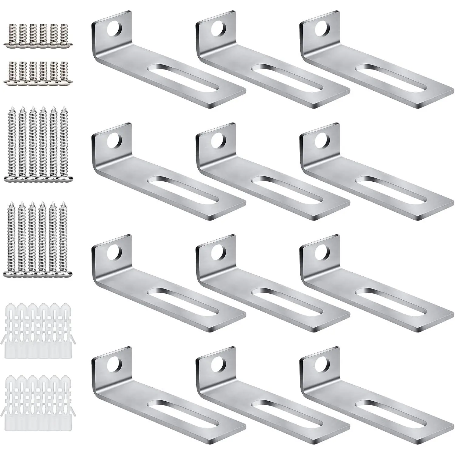 30 Set Whiteboard Mounting Hardware Kit, Wall Brackets (38*9.5*12mm) | Complete Whiteboard Mount Hardware Kit, Thick Metal Sturdy Load Bearing Frame, Slotted Adjustable Hole